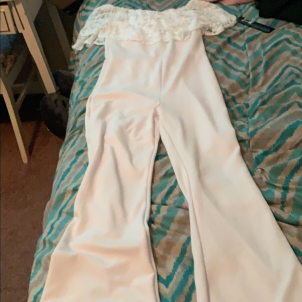 White off the shoulder jumpsuit